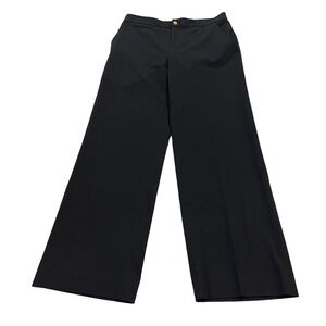Ralph Lauren Women Black Flat Front Dress Pant Sz 8x30 Career Stretch Wide Leg